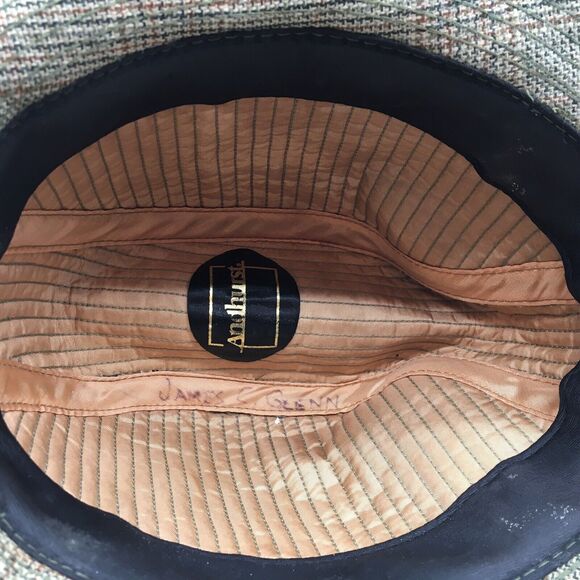 Vintage Andhurst Mens  Wool Tweed Fedora Hat Tan Mens Size 7 Country Gentleman - Picture 5 of 7